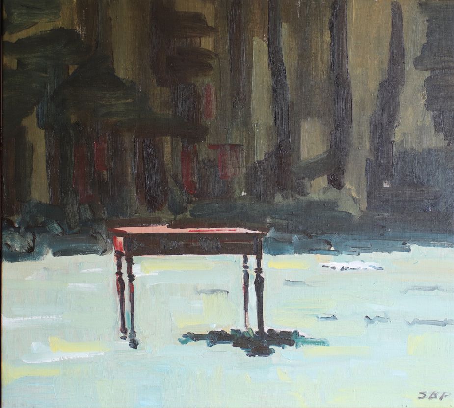 Bord i haven, 73x82, 1995. Olie på lærred